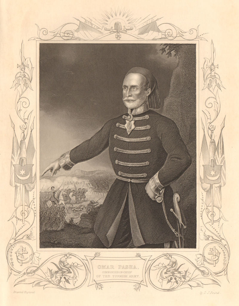 CRIMEAN WAR. Omar Pasha, Turkish Army Commander-in-Chief 1860 old print